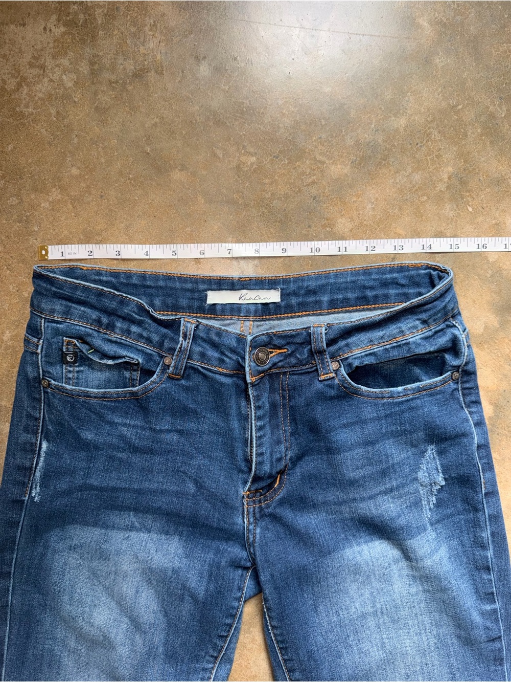 KanCan Dark Blue Ankle Crop Distressed Raw Hem Jeans - Size 26 Size 5 - Picture 6 of 15